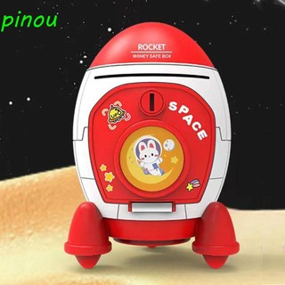 Pinou Hộp Đựng Tiền Tiết Kiệm Hình Tên Lửa Có Khóa Mật Khẩu Vân Tay Điện Tử mini Trang Trí Nhà Cửa