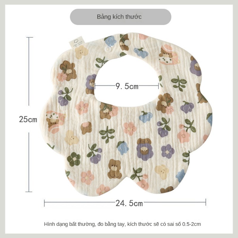 Yếm Ăn cotton Nguyên Chất Xoay 360 Độ Cho Bé