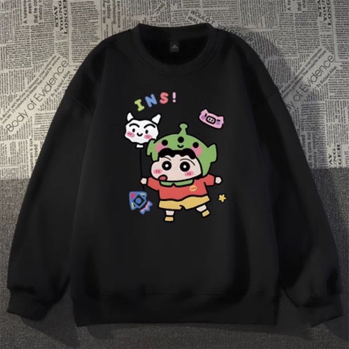 Áo hoodie Tay Dài Dáng Rộng In Hình Cậu Bé Bút Chì shin-chan Thời Trang harajuku