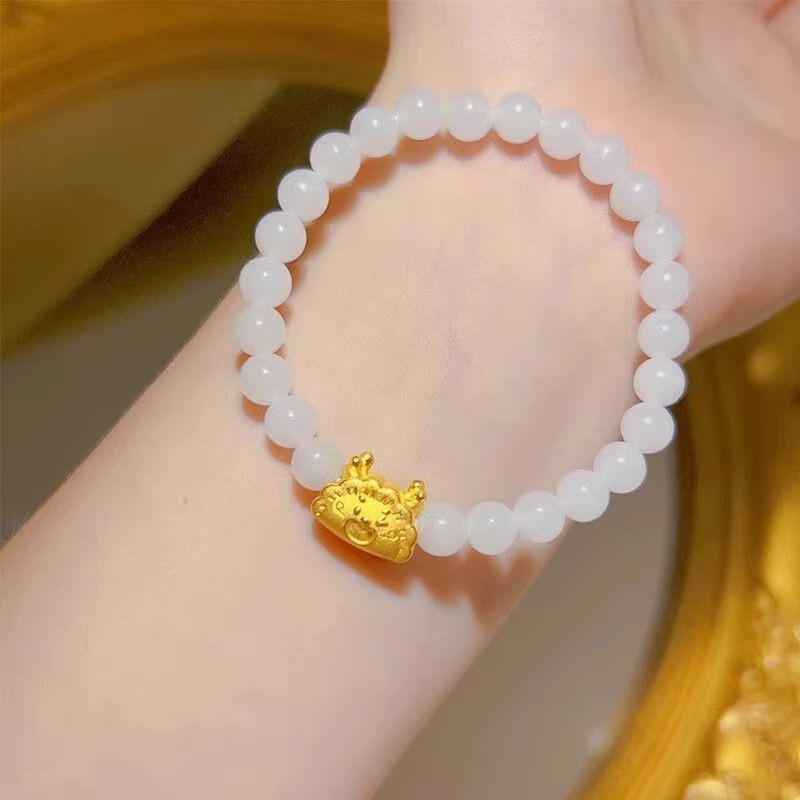 Vòng Tay Chuỗi Hạt Ngọc Bích May Mắn Phong Cách Trung Hoa Dễ Thương Làm Quà Tặng Năm Mới / Quà Tặng Cho Bạn Gái