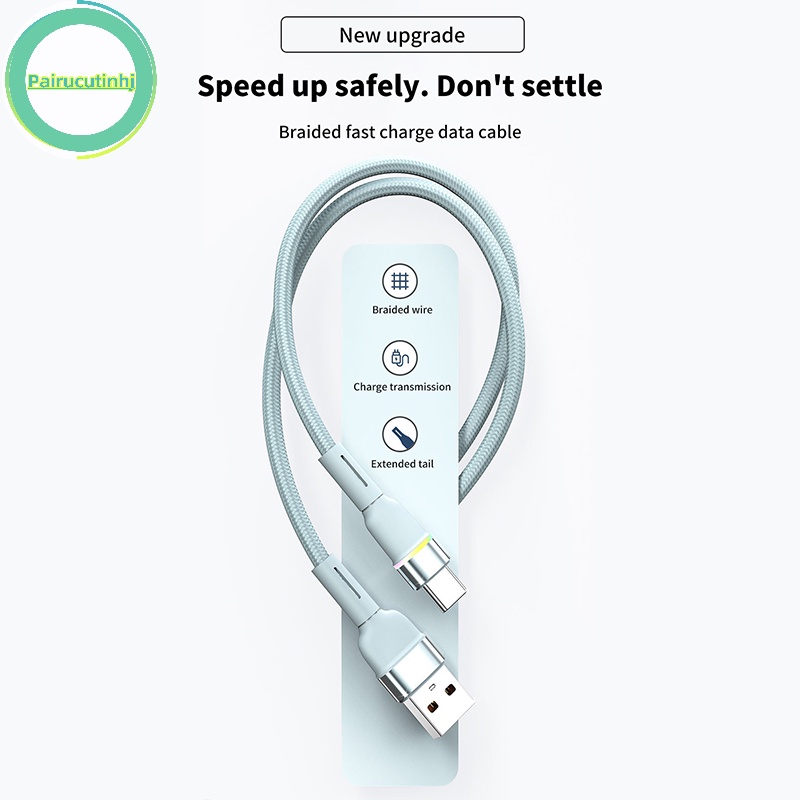 Dây Cáp Sạc Nhanh parucutin 6a 120w usb type c Có Đèn led Cho huawei p30 p20 xiaomi 13 12 pro poco oneplus 11 10 redmi oppo vn