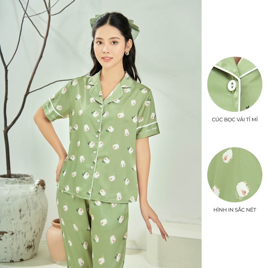 BỘ NGỦ SHE BY ZAM - TCLA17 - BỘ NGẮN TAY QUẦN DÀI CỪU BƠ