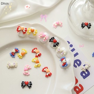 Set 6 phụ kiện trang trí móng tay hình nơ đính đá ba chiều màu hồng dễ thương diy
