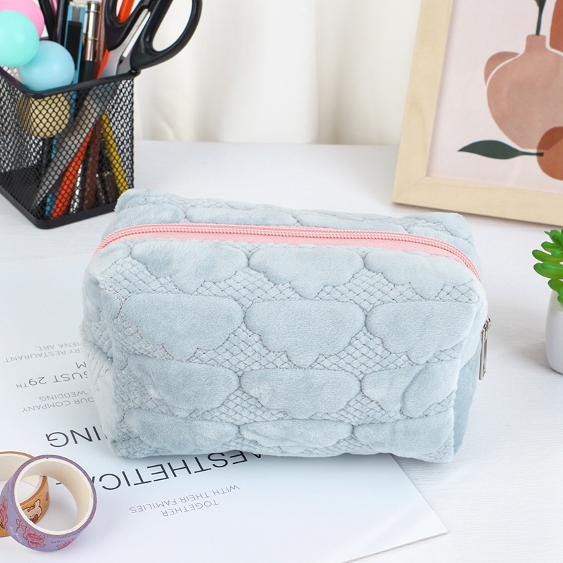1 Túi Đựng Bút Hình Bánh macaron Lông Xù Mềm Mại Đáng Yêu Ốp