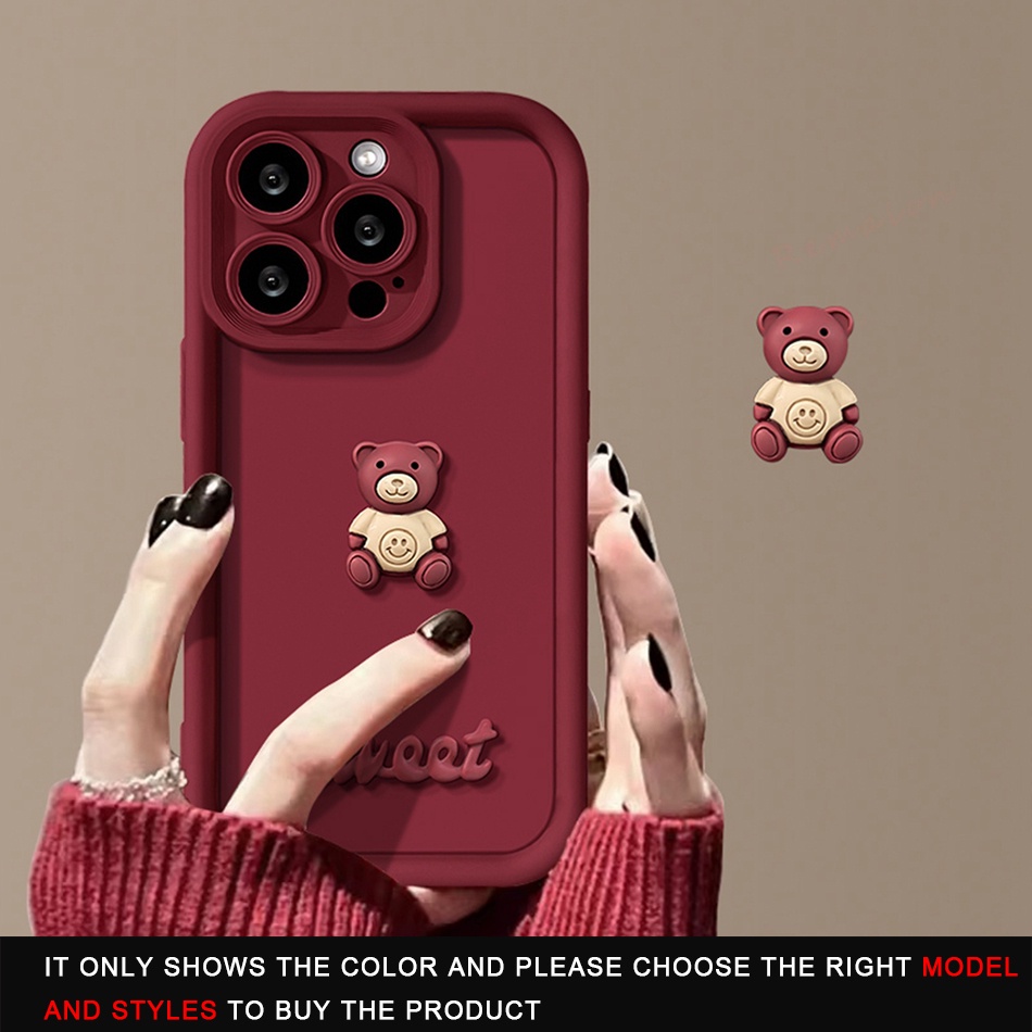 Ốp Điện Thoại Silicon Mềm Hình Gấu 3d Cho iphone 11 12 13 14 15 pro max plus 11pro 15pro x xr xs max 7 8 plus se 2020