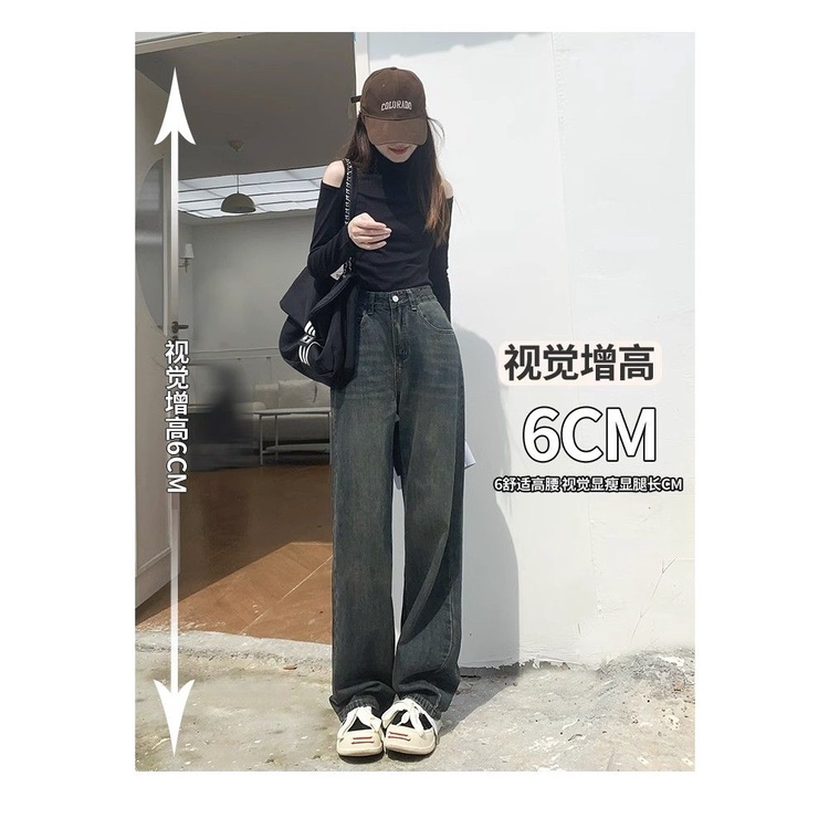 Tomorrow  Quần jeans Xám Cạp Cao Cổ Điển Thời Trang Nữ Xuân Thu  2023  WD0284