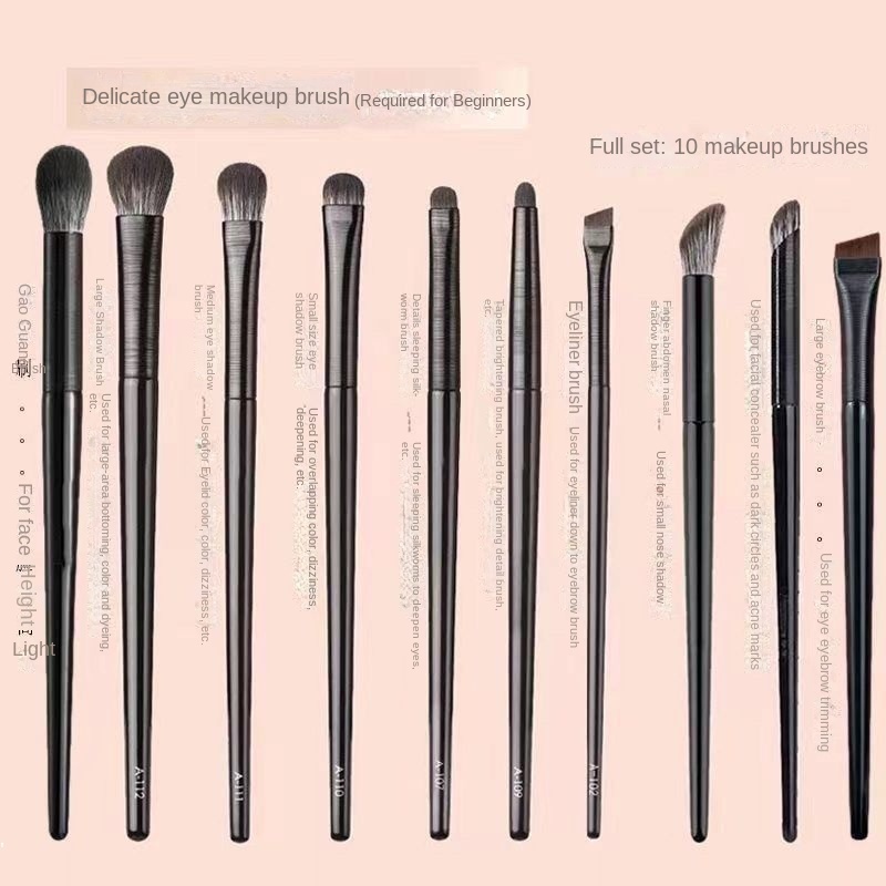 Set 10 Cọ Trang Điểm Lông Mềm Bắt Sáng Da Tiện Dụng