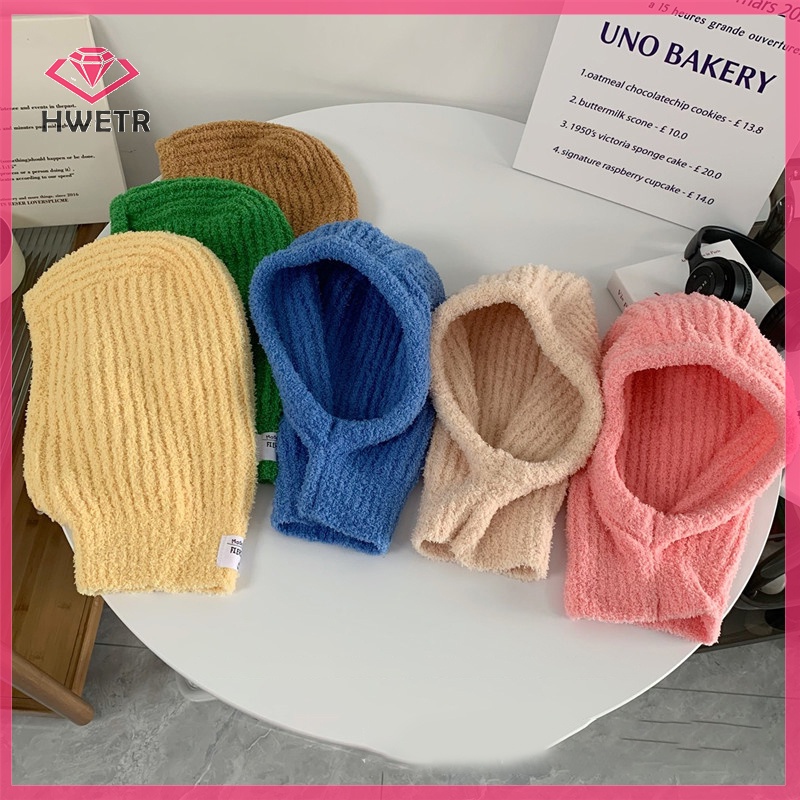 Mũ Len Che Tai Kèm Khăn Choàng Cổ Giữ Ấm Màu Trơn Thời Trang Thu Đông Cho Bé Mới