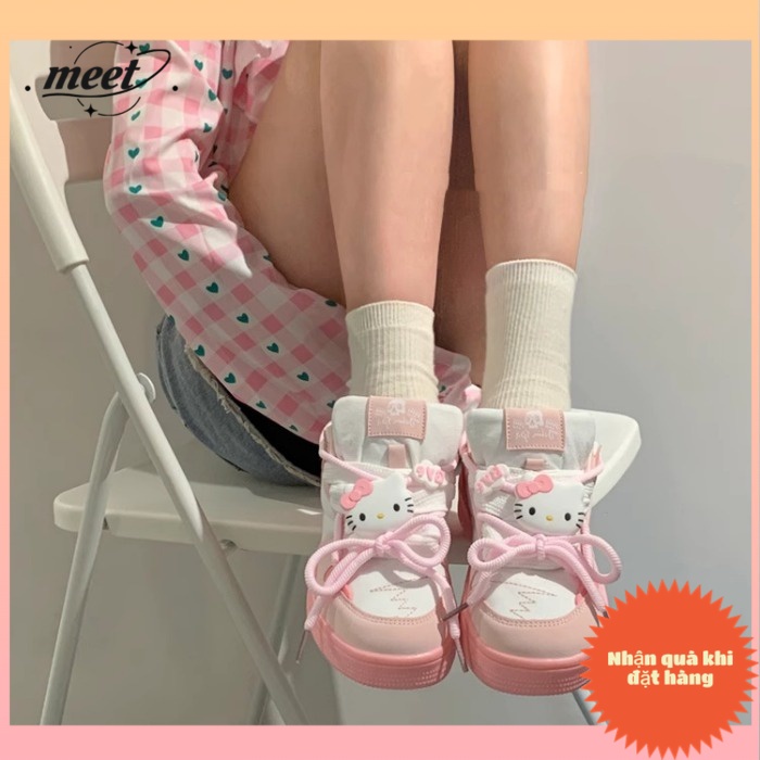 Giày Thể Thao Nữ Đế Dày Cổ Thấp In Hình Mèo kitty Dễ Thương