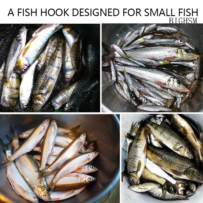 Bighsm Set 10 Lưỡi Câu Cá Bằng Thép carbon Màu Đỏ Sọc Trắng skk