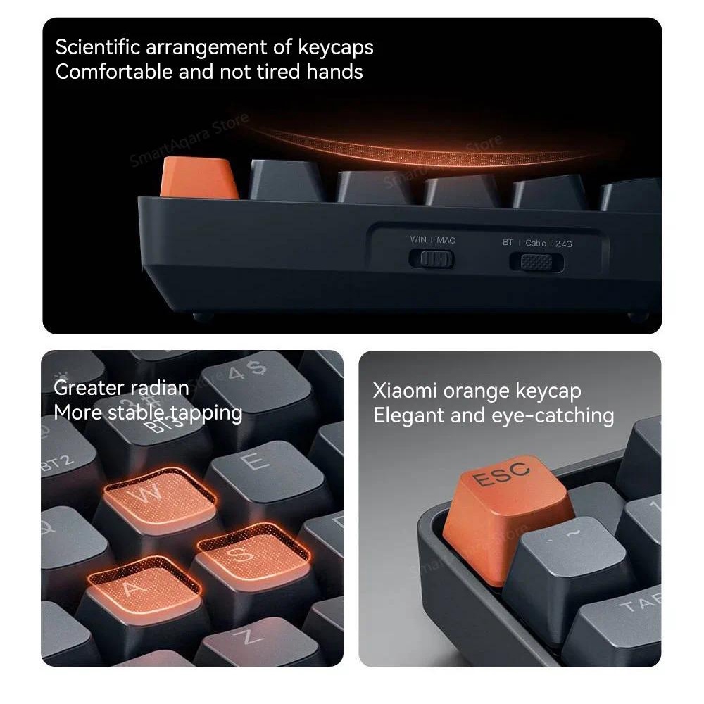 Bàn Phím Cơ xiaomi tkl 87 Phím bluetooth 2.4ghz 3 Chế Độ Dùng Để Chơi Game