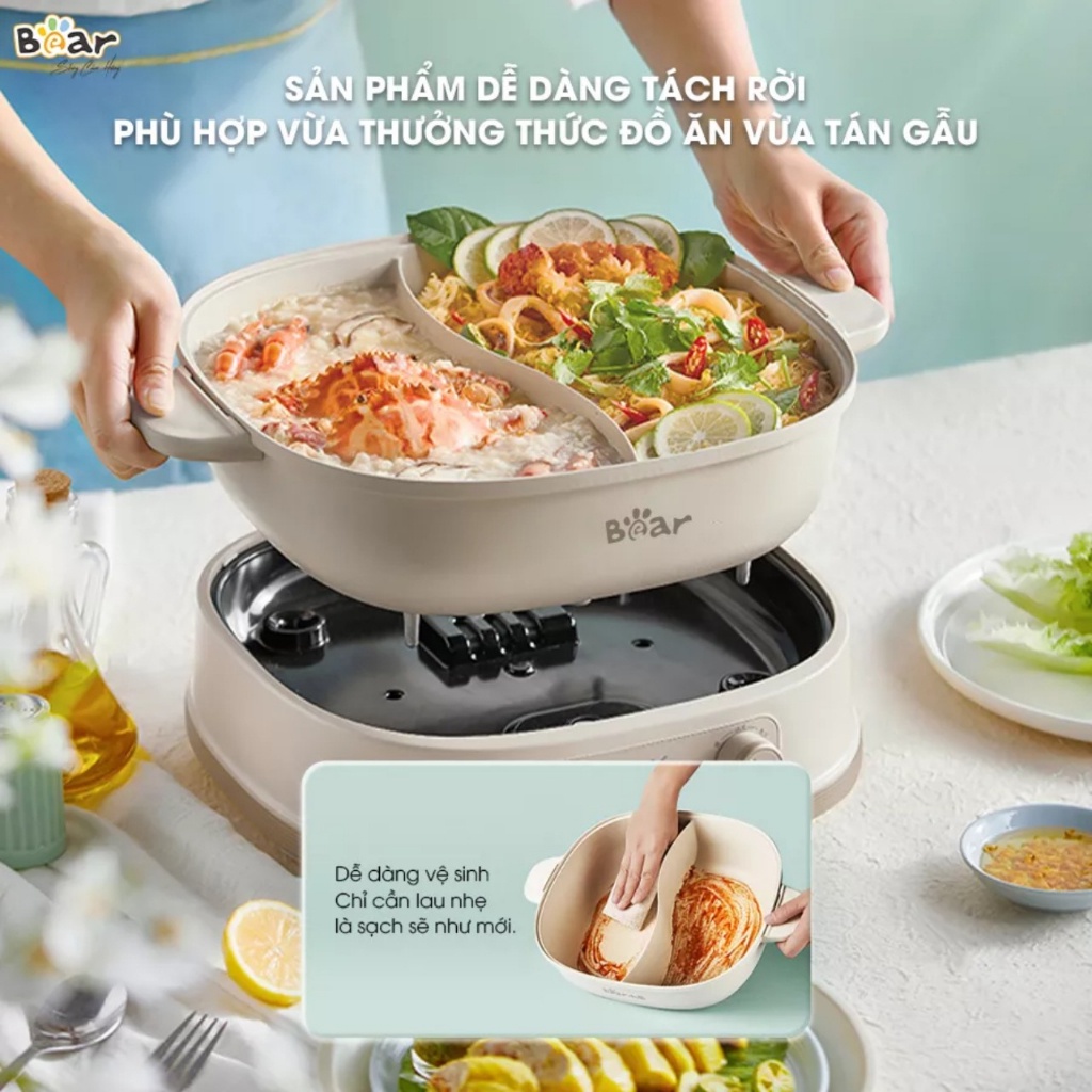 Nồi Lẩu 2 Ngăn BEAR-SB NL60U ⚡ CHÍNH HÃNG ⚡ Nồi lẩu đa năngTiện Lợi Cho Mọi Gia Đình - Bảo Hành 12 Tháng