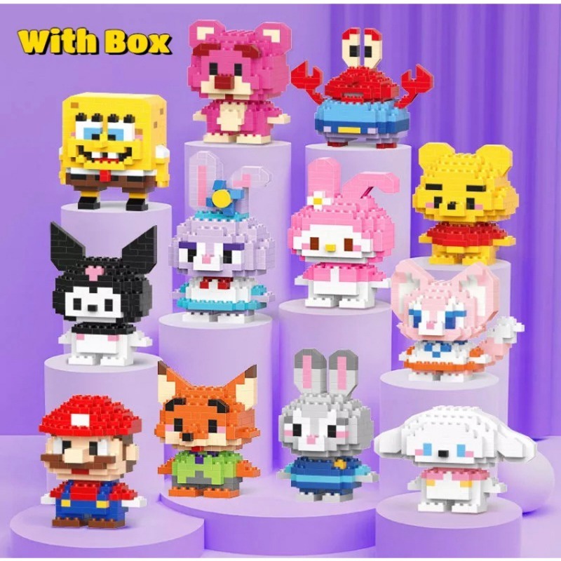 Bộ 50 Khối Xếp Hình Nhân Vật Hoạt Hình Chú Gấu pooh / pooh / nano Dễ Thương Dùng Làm Quà Tặng Giáng Sinh Cho Bé diy