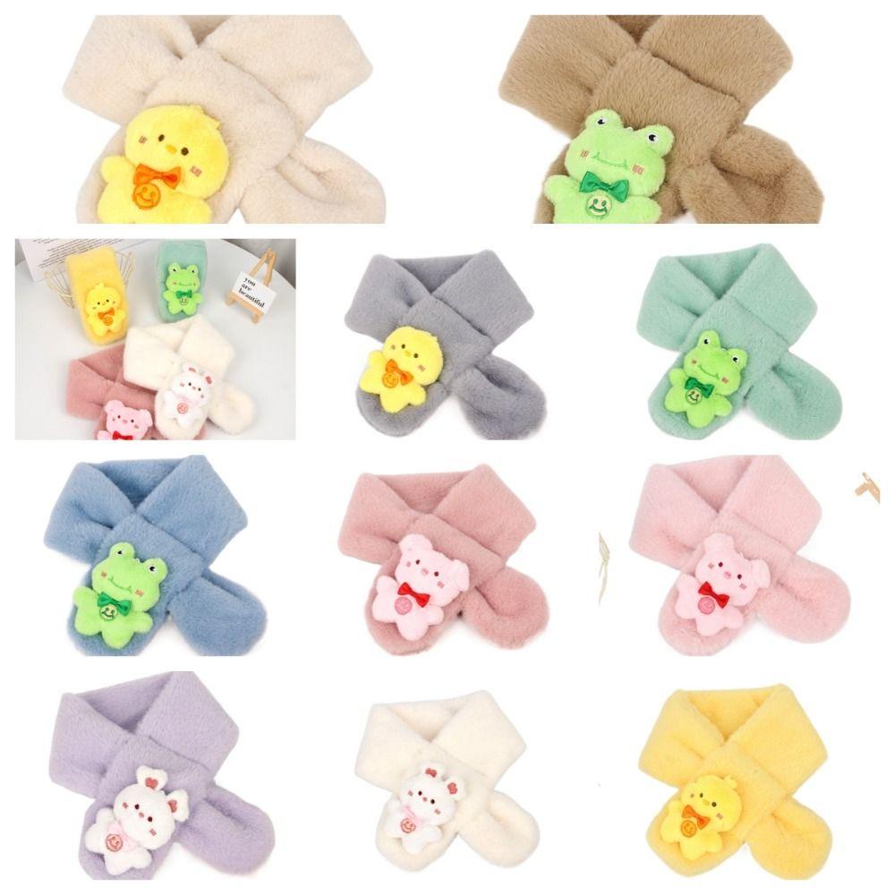 Leota Khăn Choàng Lông Thỏ Giả Dày Dặn Màu Trơn Giữ Ấm Mùa Đông Cho Bé