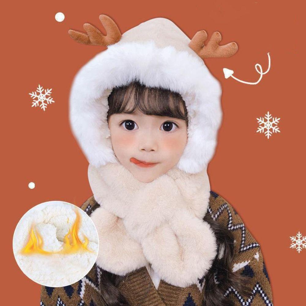 Shanhai set Mũ Trùm Đầu Và Khăn Choàng Cổ Bằng Vải Dệt Kim Màu Trơn Họa Tiết Hoạt Hình one piece Phong Cách Hàn Quốc Dành Cho Trẻ Em