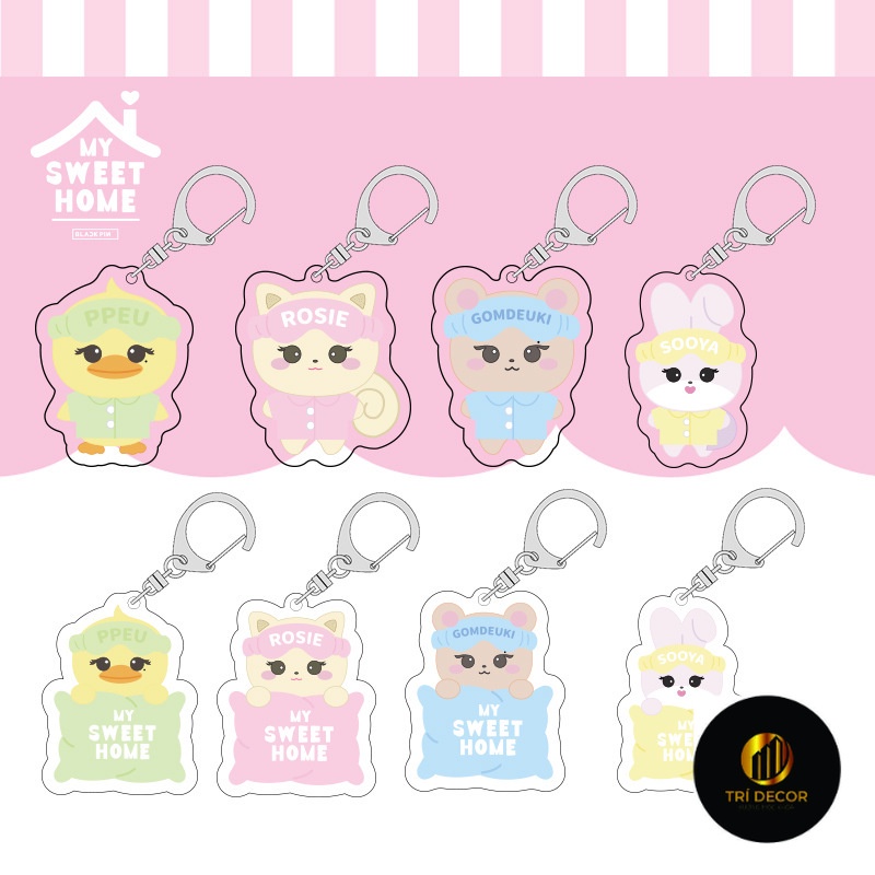 Mặt dây chuyền màu hồng của Black Pink móc khóa acrylic trong suốt tùy chỉnh độ nét cao hai mặt