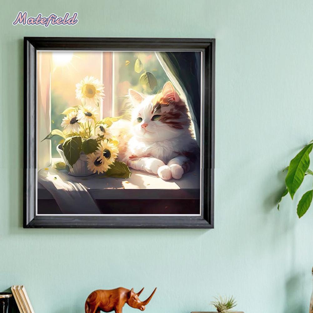 Bộ Dụng Cụ Thêu Tranh Chữ Thập 18ct Hình Mèo Và Hoa Bằng cotton Thân Thiện Với Môi Trường