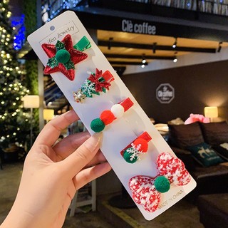 Set 5 Kẹp Tóc Hình Nón Giáng Sinh Dễ Thương