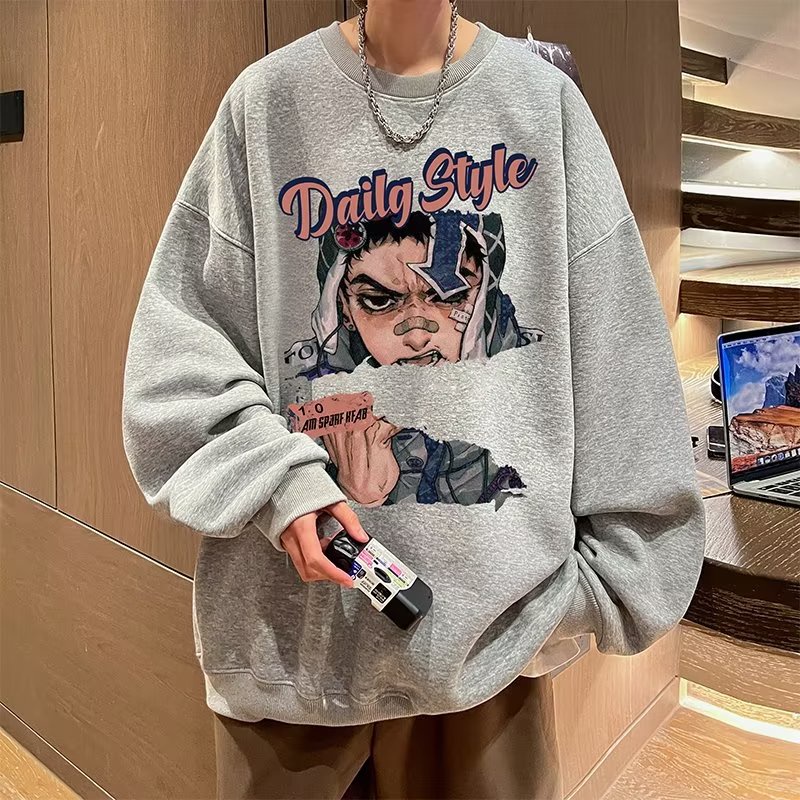 Yazhiniao Áo Thun Nam Dài Tay Dáng Rộng Phong Cách retro Hàn Quốc