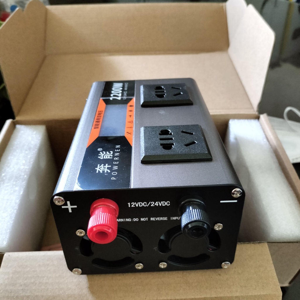 Bộ kich điện 12v-24v lên 220v 2200w Sóng Sin- Điện vào 12v đến 24v - Mẫu mới - có LED hiển thị .