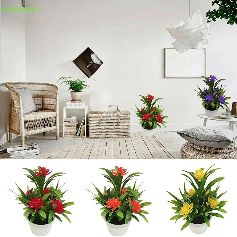 Chậu Hoa Giả 5 Bông Trang Trí Sân Vườn Ngoài Trời Mới
