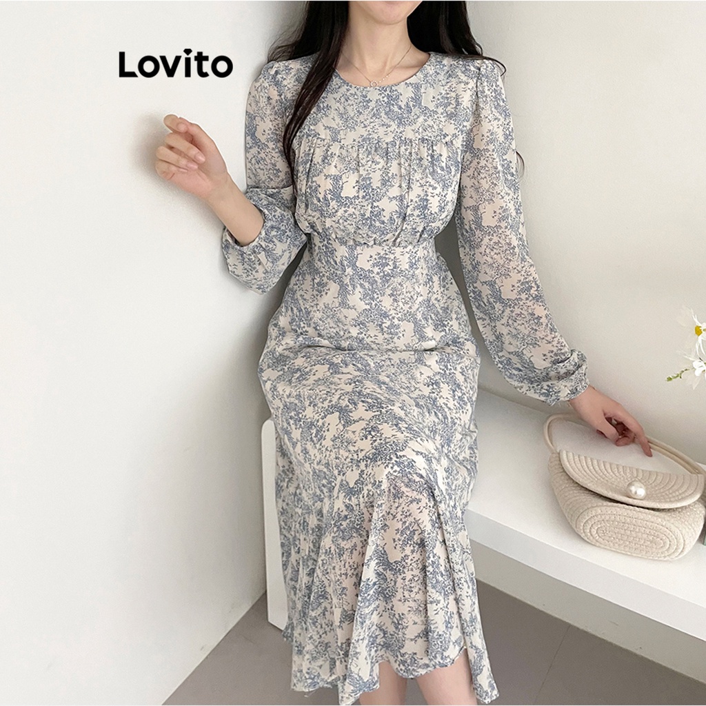 Lovito Đầm xòe hoa Ditsy thường ngày cho nữ LNE24100