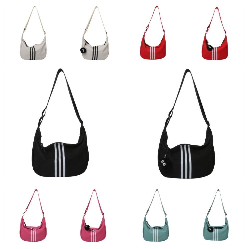 Shanhai Túi Đeo Chéo nylon Màu Trơn Họa Tiết Kẻ Sọc Đơn Giản