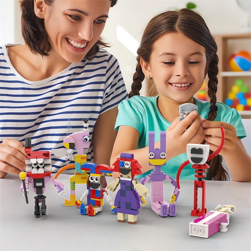 BuildMoc Magical Digital Circus Clown Bunny Khối xây dựng Pomni và Jax Gloink Búp bê Đồ chơi Giáng sinh cho trẻ em