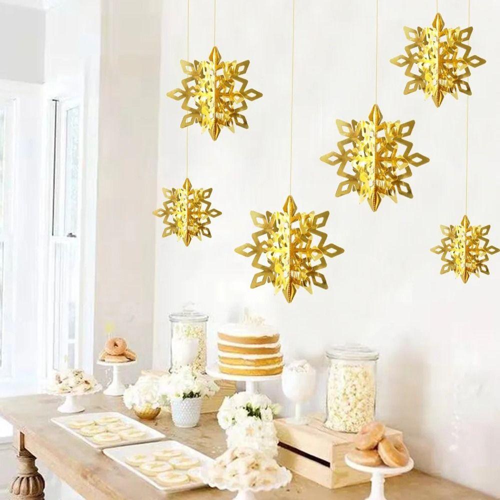 Bộ 6 Bông Tuyết Giấy 3d Rỗng Kèm Dây Treo Trang Trí Cây Thông Giáng Sinh diy