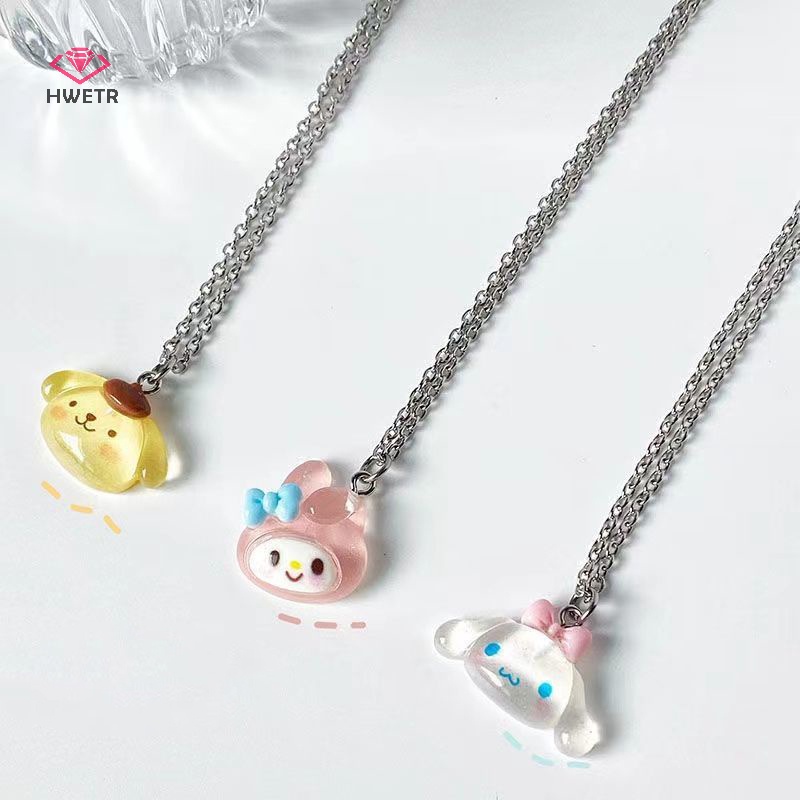 Vòng cổ HWETR có thể điều chỉnh mặt Kuromi Cinnamoroll Mymelody dễ thương cho nữ