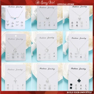 Set 4 Đôi Khuyên Tai Và Vòng cổ Phong Cách Hàn Quốc Quyến Rũ Cho Nữ