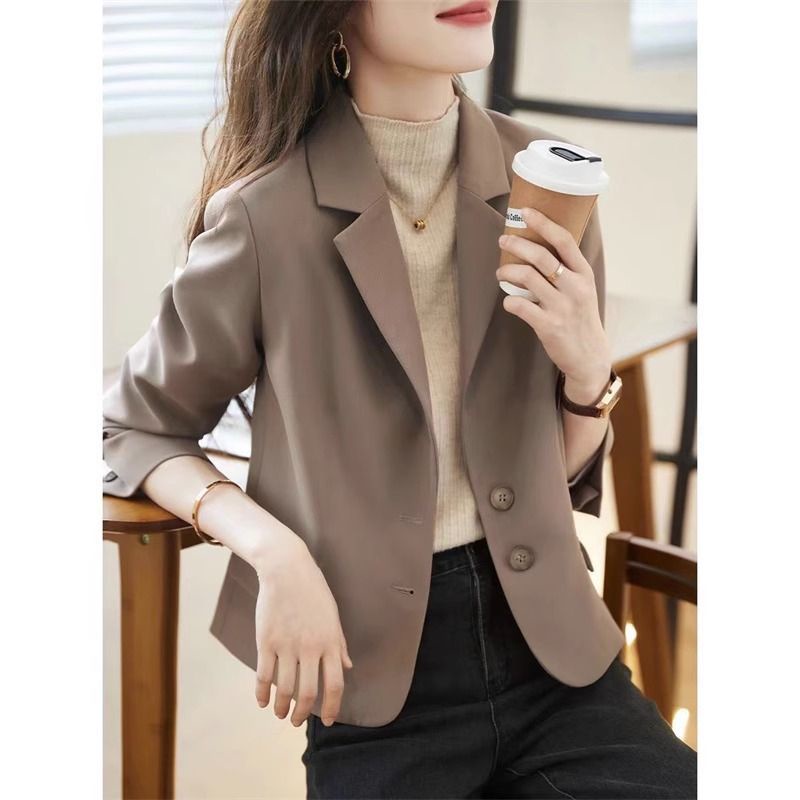 Áo khoác vest áo blazer nữ croptop đen bigsize dài tay 2 lớp tay ngắn dáng dài tay dài oversize xám  Áo Khoác Vest Màu Đen Dáng Ngắn Thời Trang Xuân Thu Cho Nữ