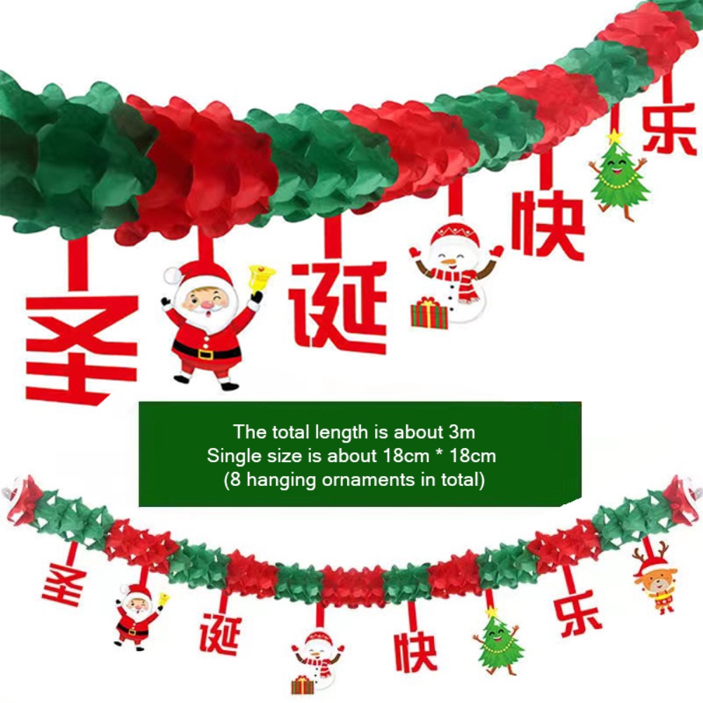 Mũ ông già Noel tổ ong Đồ trang trí Giáng sinh Mũ cây thông Noel Trang trí lễ hội Giáng sinh/Cây treo biểu ngữ Giáng sinh Cờ bố trí trần nhà