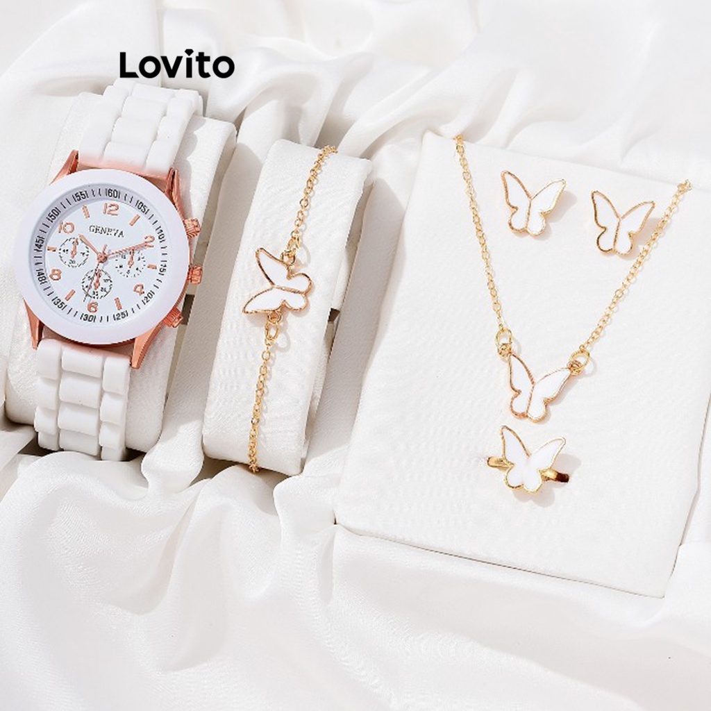 Lovito Đồng hồ đeo tay hình con bướm bằng thạch anh hình con bướm thông thường dành cho nữ LFA06426 