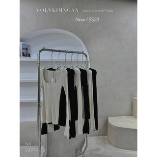 Áo len gân cổ vuông mon.tegi lou.is 