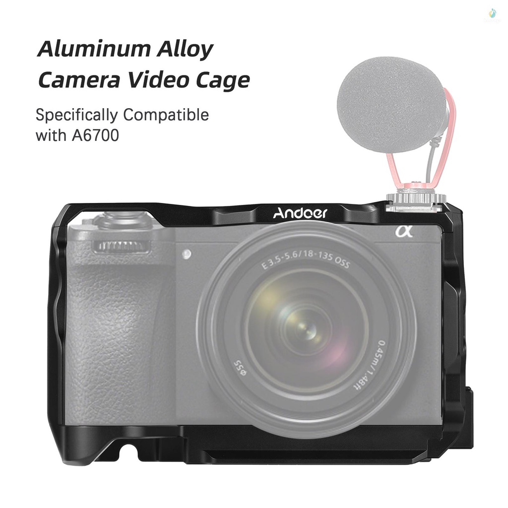 Andoer Aluminum Alloy Camera Video Cage - Perfect Fit for  A6700 Camera