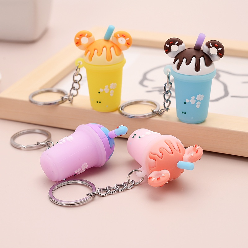 Dễ Thương Móc Khóa Hình Ly Kem / Ly Sữa / Kẹo / Que Kem Màu Socola Xinh Xắn Cho Nữ