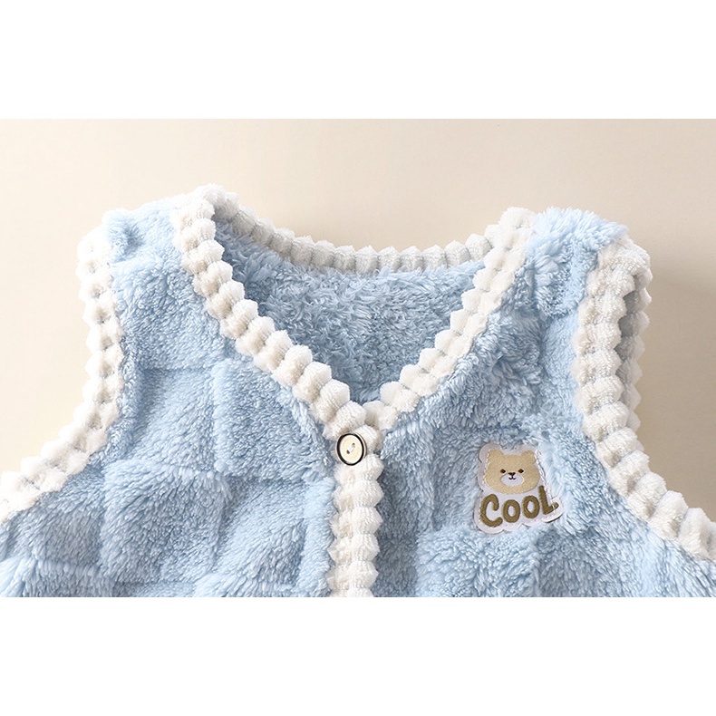 Áo Khoác Lông Cừu Không Tay Cổ Chữ v Thời Trang Thu Đông Cho Bé 73-120cm