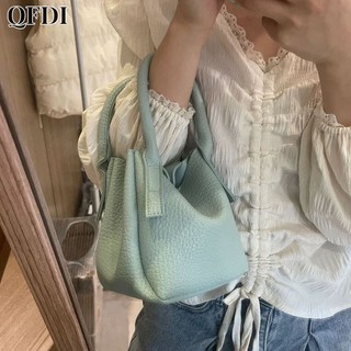 Túi đeo chéo vai QFDI mini bằng da mềm họa tiết macaron thời trang phong cách