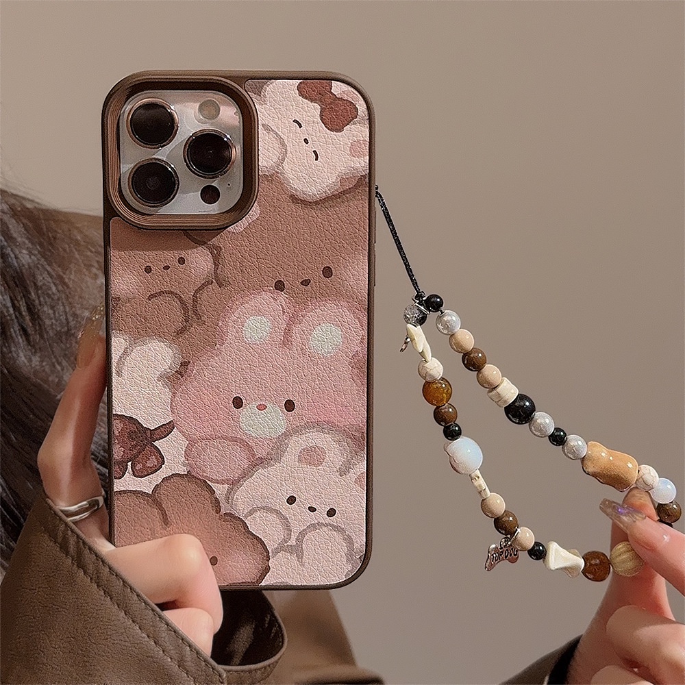 Da Ốp Điện Thoại tpu Silicon Chống Rơi Hình Thỏ Có Dây Đeo Cho iphone 11 12 13 14 15 pro max plus