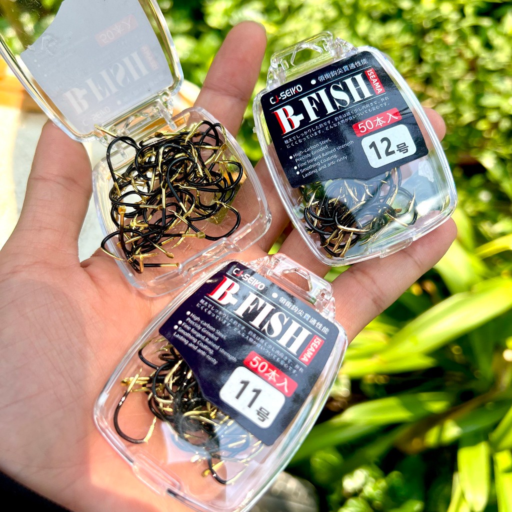 Lưỡi câu cá CJ - Seiko ( B - FISH ) - vàng đen có ngạnh ( 1 hộp 50 cái ) Đồ Câu Thông Dung
