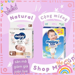 Tã quần/ dán Moony Natural, Cộng miếng Cao Cấp S58/M46/L38/XL32