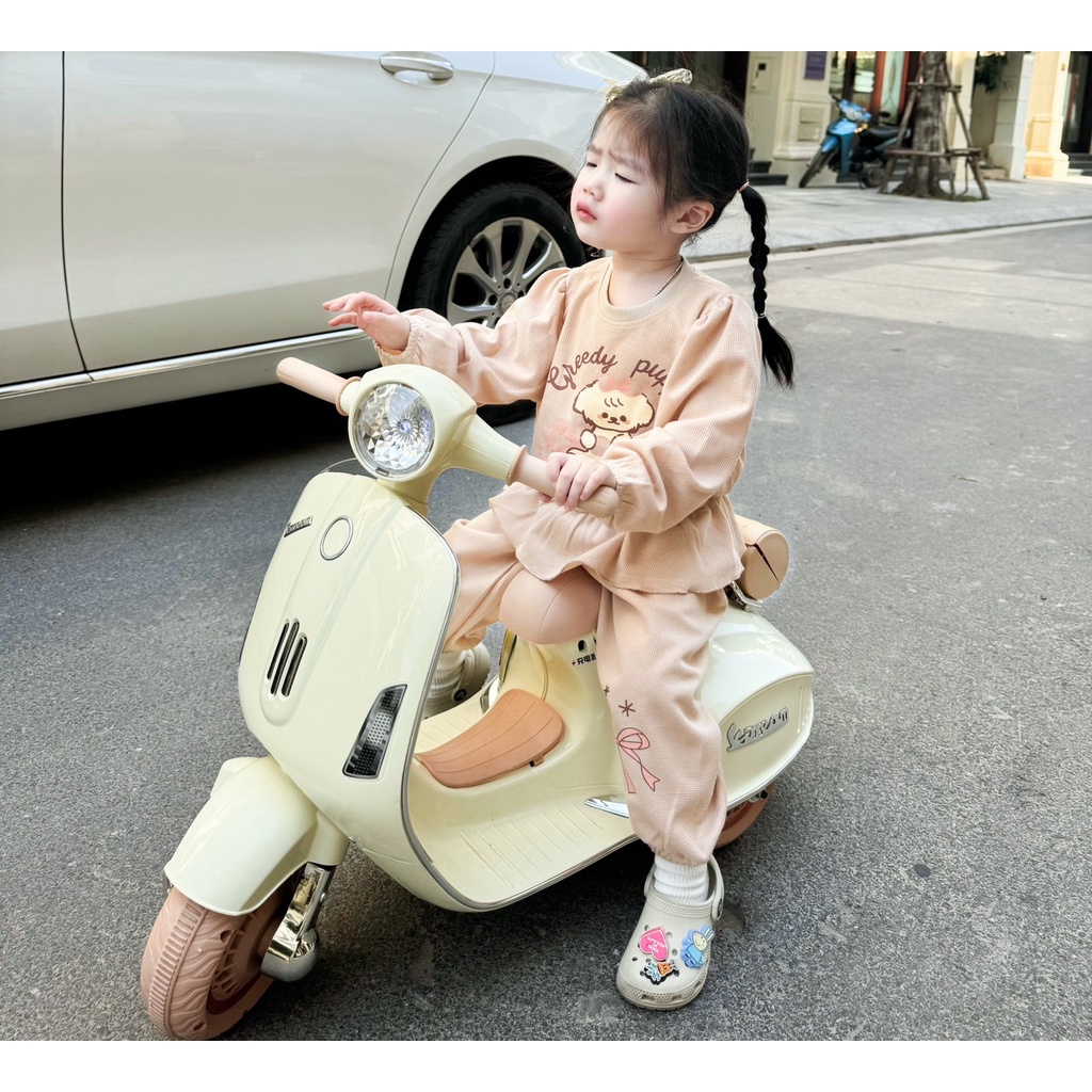 ✨MALINHKID✨BN096- Bộ nỉ da cá PUPPAY dáng peplum trẻ em VNXK