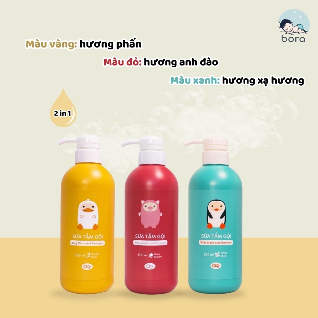 Sữa tắm gội Agi 200/500ml, tắm gội toàn thân 2 in 1 cho bé [Chính hãng], an toàn, dịu nhẹ