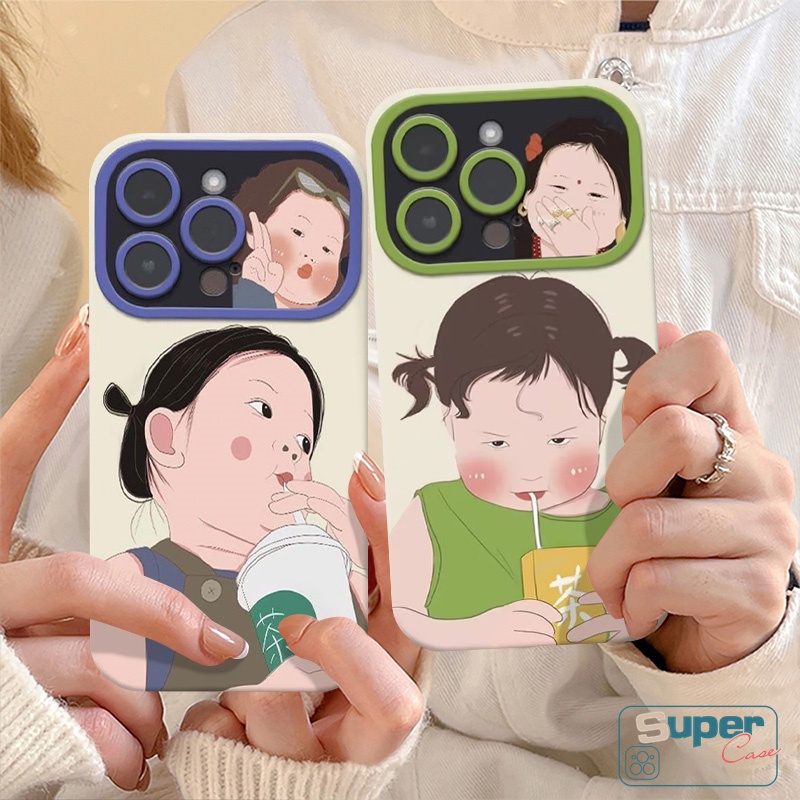 Hoạt Hình Ốp Điện Thoại Mềm Họa Tiết Cô Gái Uống Trà Sữa Cho iphone 11 15 14 12 13 pro max xr 7plus 15 7 8 6 6s plus x xs max se 2020