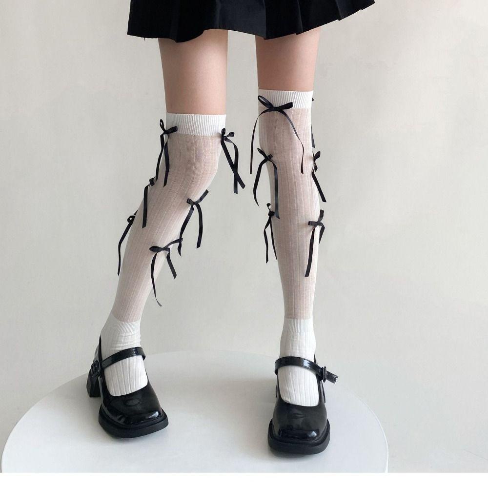 Yveta Vớ Dài Qua Gối Gắn Nơ Phong Cách lolita Ngọt Ngào Cho Nữ jk