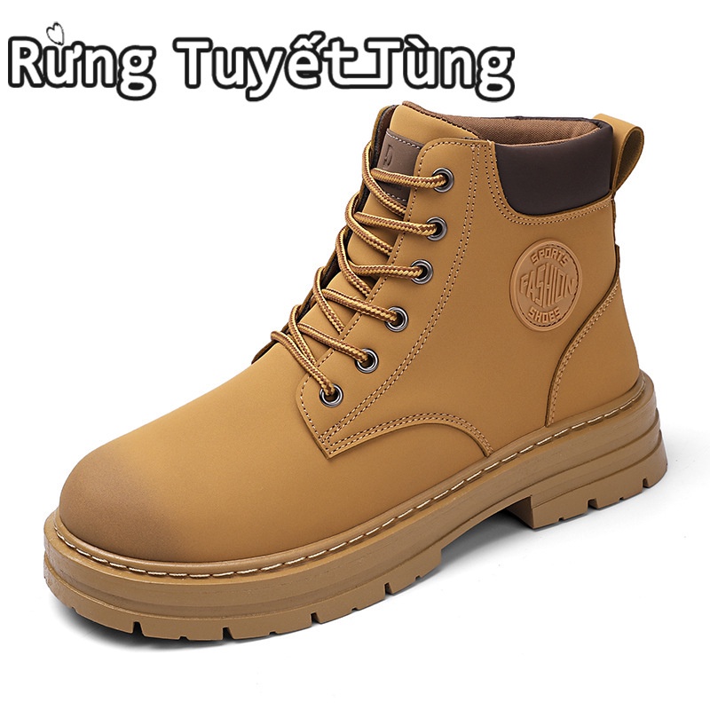 SHANMUSENLIN☘Giày Bốt Da Phong Cách vintage Thời Trang Cho Nam