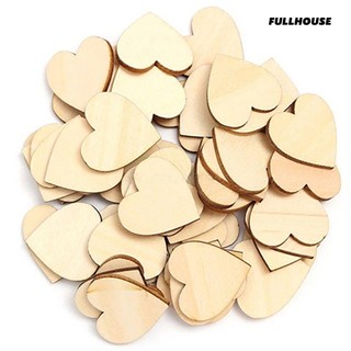 ☼bộ 50 miếng gỗ hình trái tim treo trang trí