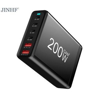 Jinf 120w 200w gan 6 cổng usb type c pd sạc nhanh cổng usb 3.0 cho điện thoại