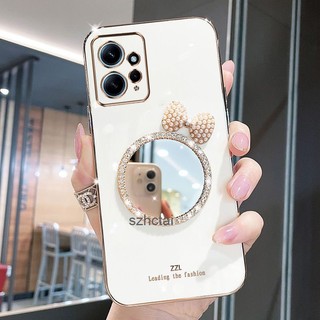 ốp lưng redmi note 12 note 12 pro Ốp Điện Thoại Silicon Mềm Mạ Gương Trang Điểm Đính Nơ Và Ngọc Trai Sang Trọng Cho redmi note 12 note 12 pro